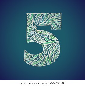 doodle vector alphabet number five