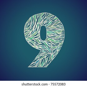 doodle vector alphabet number nine