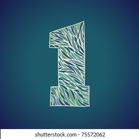 doodle vector alphabet number one