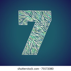 doodle vector alphabet number seven