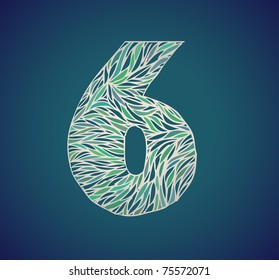 doodle vector alphabet number six