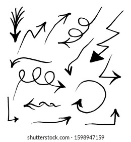 Doodle Vector Arrow Set. illustration of grunge style. isolated on a white background.