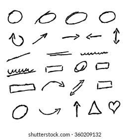 Doodle vector arrows abstract circles set