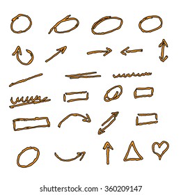 Doodle vector arrows abstract circles set