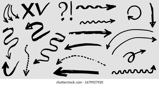 Flechas vectoriales de perro. Aislado. Colección de elementos dibujados a mano para el diseño