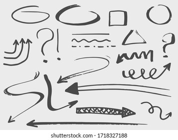 Flechas vectoriales de perro. Aislado. Colección de elementos dibujados a mano para el diseño