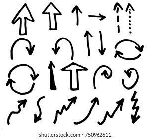 Doodle vector arrows. Isolated. Hand drawn set