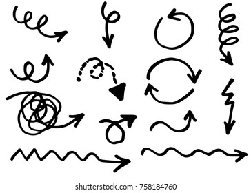 Doodle vector arrows. Isolated. Hand drawn set