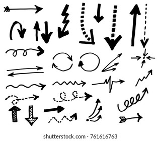 Doodle vector arrows. Isolated. Hand drawn set