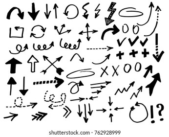 Doodle vector arrows. Isolated. Hand drawn set