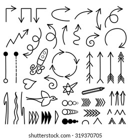 Doodle Vector Arrows Set.