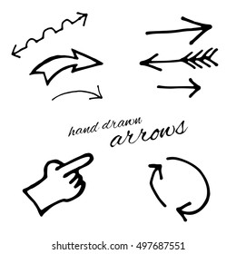 Doodle vector arrows set isolated. Hand drawn collection for design