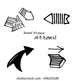Doodle vector arrows set isolated. Hand drawn collection for design
