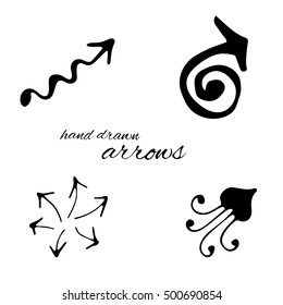 Doodle vector arrows set isolated. Hand drawn collection for design