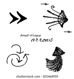 Doodle vector arrows set isolated. Hand drawn collection for design