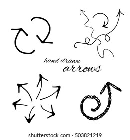 Doodle vector arrows set isolated. Hand drawn collection for design