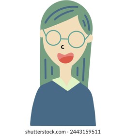 Doodle Vector Art EPS file 3000*3000 300dpi. An illustration or depiction of a woman wearing eyeglasses or spectacles.