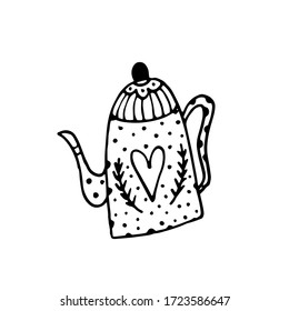 Dibujo vectorial de garbanzos de cocina. Ilustración de línea negra aislada en fondo blanco