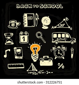 Doodle vector "Back to school" educational icons, set 2