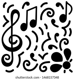 Doodle vector background. Poster, card music concert, festival