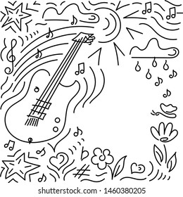 Doodle vector background. Poster music concert, festival