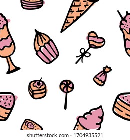 Doodle vector. Bakery,Cakes and dessert,pastries icons set. Hand drawn elements for logo,label,menu,cafe shop