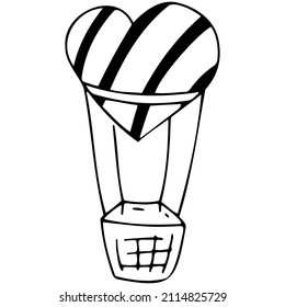 Doodle Vektorballonherz für Valentinstag, Muttertag, Hochzeit, Liebe und romantische Herzereignisse.