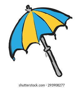 doodle vector beach umbrella, vector  illustration