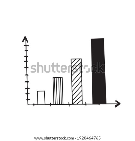 Doodle vector black and white infographic graph. Analytics, data analysis, profit growth, economics, work at home. Pictogram icon for web and typography.