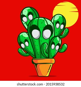 DOODLE VECTOR CACTUS ZOMBIE ILLUSTRATION