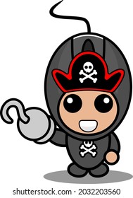 doodle vector cartoon character cute computer mouse mascot costume one-handed pirate