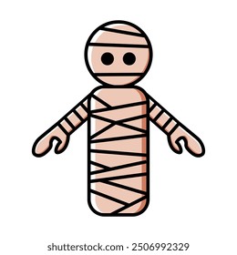 Doodle vector cartoon mummy, halloween celebration, character design