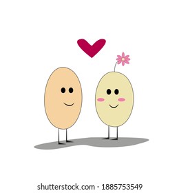 doodle Vektorfigur in Liebe