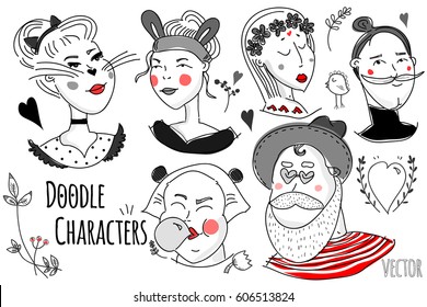 Doodle vector characters