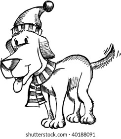 Doodle Vector Christmas Dog Vector