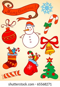 doodle vector Christmas  elements for design