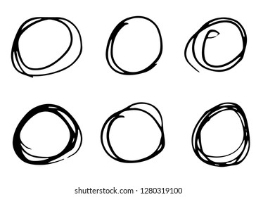 Doodle vector circles. Hand drawn set