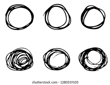 Doodle vector circles. Hand drawn set