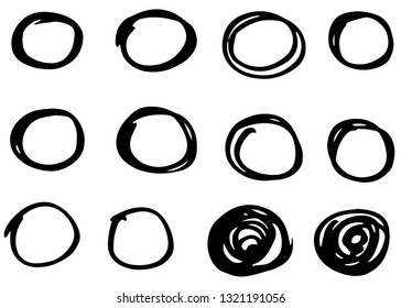 Doodle vector circles. Hand drawn set