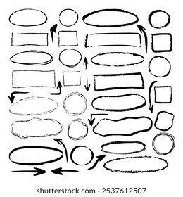 Doodle vector circles rectangles. Hand drawn set