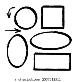 Doodle vectorcirkels rechthoeken. Handgetekende set