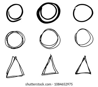 Doodle vector circles and triangles
