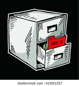 Doodle vector of classic file cabinet