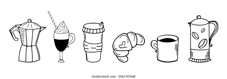 doodle vector coffee and cake collection