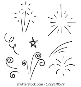 doodle Vector collection of swishes, swashes, swoops. Calligraphy swirl. Highlight text elements. Hand drawn fireworks cartoon
