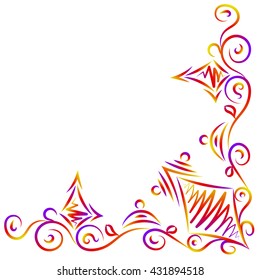 Doodle vector color abstract corner frame