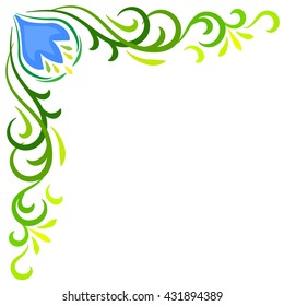 Doodle vector color abstract flower corner frame