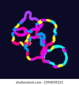 Doodle Vector composition in Vibrant, saturated neon colors. hand drawn squiggle organic shapes. Scribble twiddle modern print