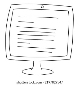 Doodle vector computer monitor icon