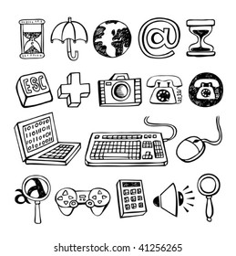 Doodle Vector Computer Symbols.